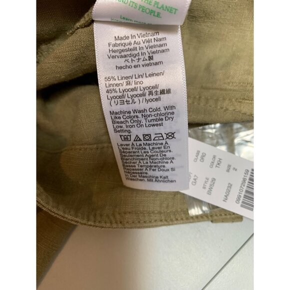 J.Crew Womens Linen Blend Utility Pants Size 2 Khaki Green New With Tags - Picture 4 of 5